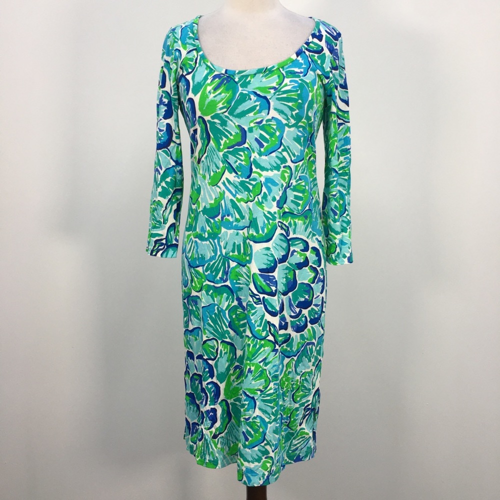 Lilly Pulitzer Green and Blue Long Sleeve Dress